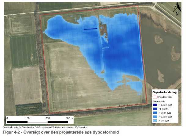 Oversigt over den projekterede søs dybdeforhold